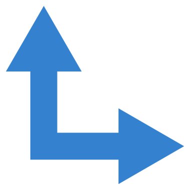 Bifurkasyon ok sağa yukarı düz vektör simgesi