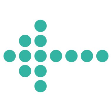 Noktalı ok sol düz vektör simgesi