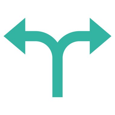 Bifurkasyon oklar sol düz vektör simgesi sağ