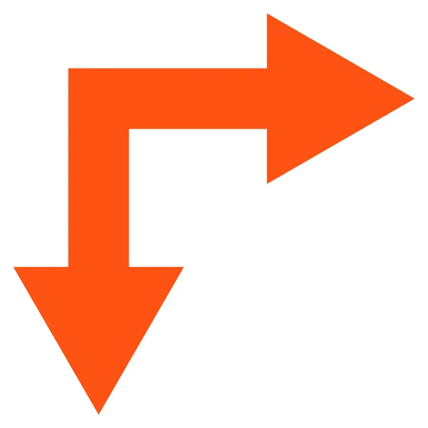Flecha de bifurcación hacia abajo Icono de vector plano — Vector de stock
