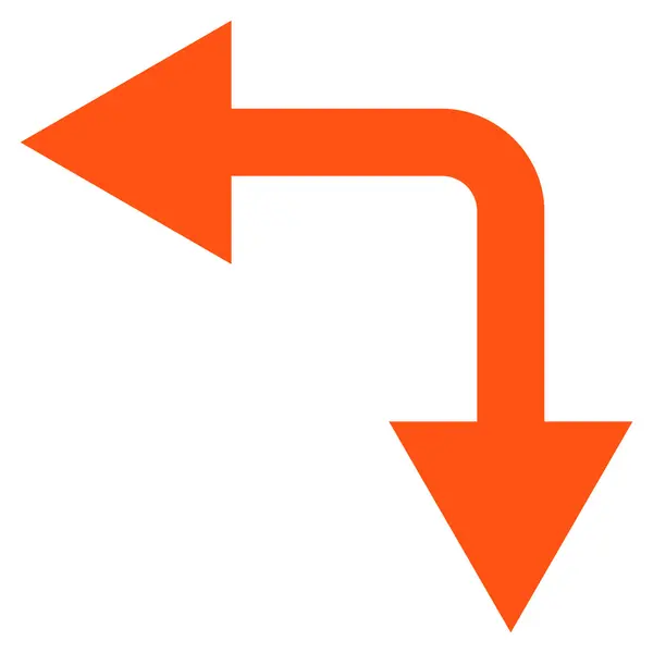 Bifurkace šipka vlevo dolů plochý vektorové ikony — Stockový vektor