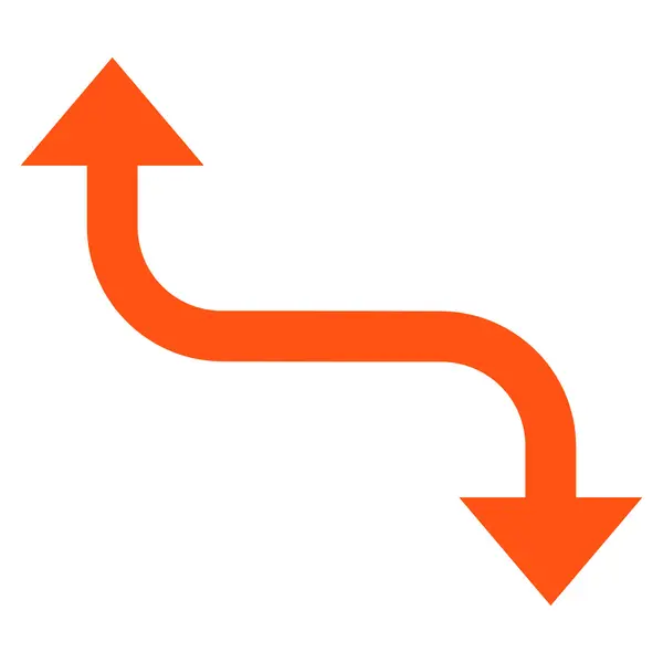 Icône vectorielle plate de flèche de courbure opposée — Image vectorielle
