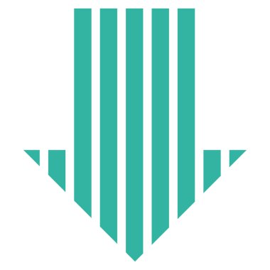 Düz vektör simgesi aşağı çizgili ok