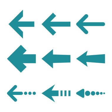 Sol oklar düz Icon Set vektör