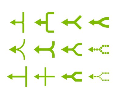 Oklar sol vektör düz Icon Set birleştirmek