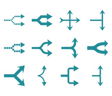 Kavşak oklar sağ düz Icon Set vektör