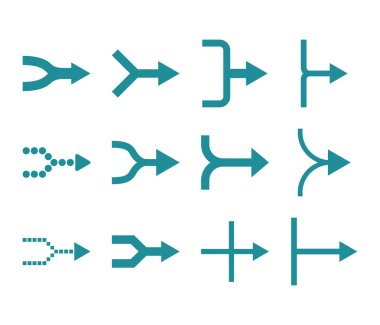 Oklar sağ vektör düz Icon Set birleştirmek