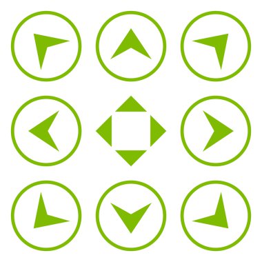 Daire içinde ok uçları vektör düz Icon Set