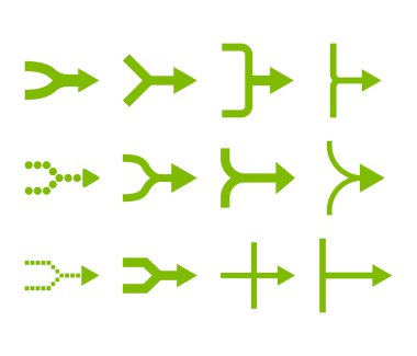 Oklar sağ vektör düz Icon Set birleştirmek