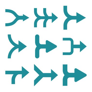 Oklar sağ vektör düz Icon Set birleştirme
