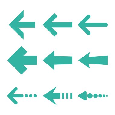 Sol oklar düz Icon Set vektör