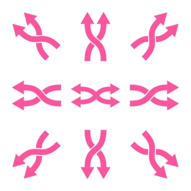 Shuffle yön vektör düz Icon Set