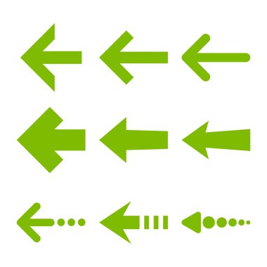 Sol oklar düz Icon Set vektör