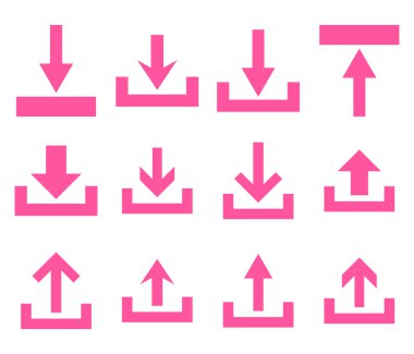 Upload ve Download vektör düz Icon Set