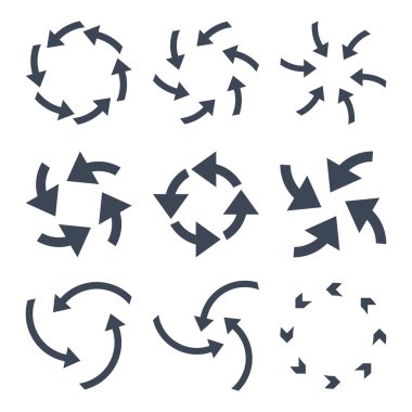 Siklon oklar düz Icon Set vektör