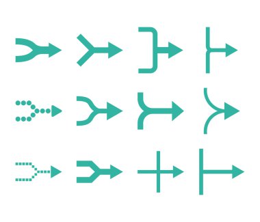Oklar sağ vektör düz Icon Set birleştirmek