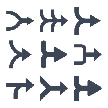Oklar sağ vektör düz Icon Set birleştirme