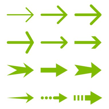 Sağ Okların düz Icon Set vektör