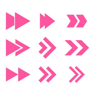 Doğru yönde vektör düz Icon Set