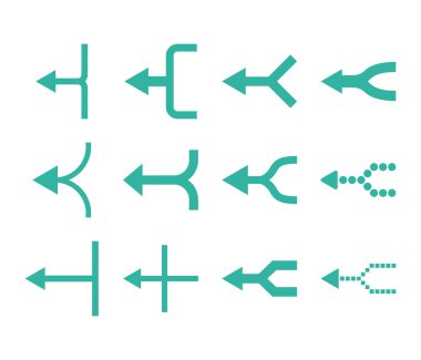 Oklar sol vektör düz Icon Set birleştirmek