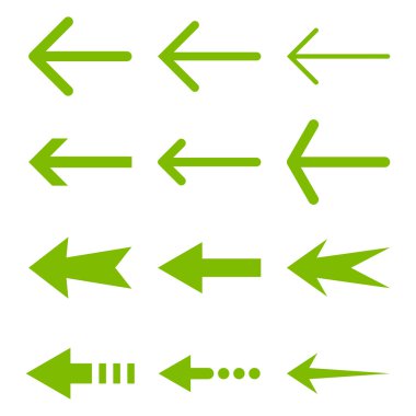 Sol oklar düz Icon Set vektör