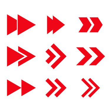 Doğru yönde vektör düz Icon Set