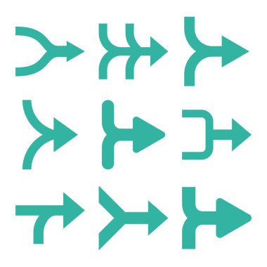 Oklar sağ vektör düz Icon Set birleştirme