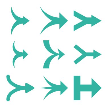 Oklar sağ vektör düz Icon Set katılmak