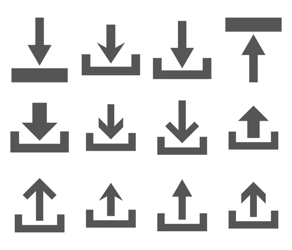 Subir y descargar conjunto de iconos planos de vectores — Vector de stock