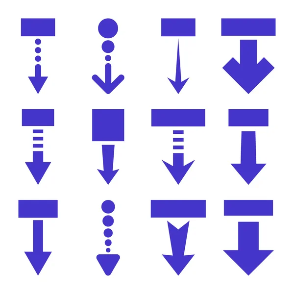 Vektor herunterziehen flaches Symbol gesetzt — Stockvektor