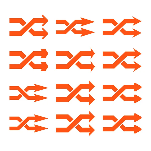 Shuffle Arrows Right Vector Flat Icon Set — Stock Vector