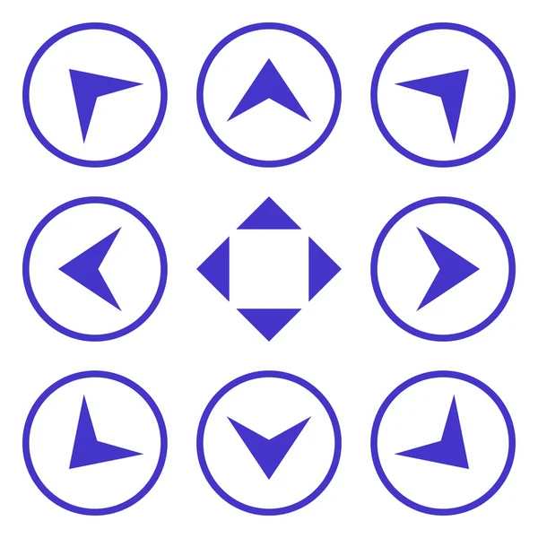 Eingekreiste Pfeilspitzen Vektor flaches Symbol-Set — Stockvektor