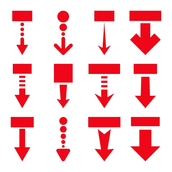 Tire hacia abajo el conjunto de iconos planos del vector — Archivo Imágenes Vectoriales