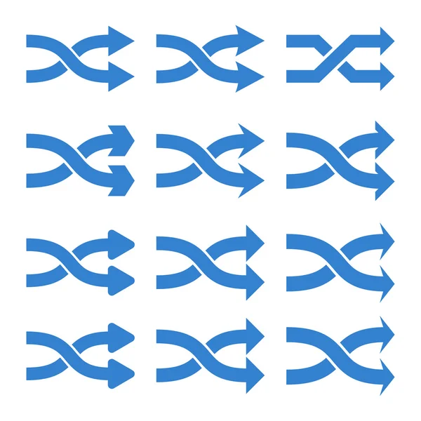 Ensemble d'icônes plates à vecteur droit Shuffle Arrows — Image vectorielle