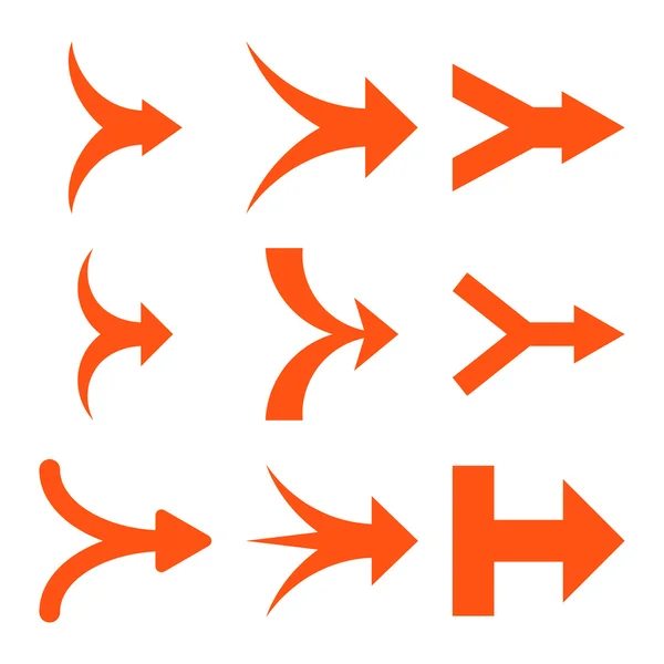 Pfeile rechts Vektor flache Symbolsatz beitreten — Stockvektor