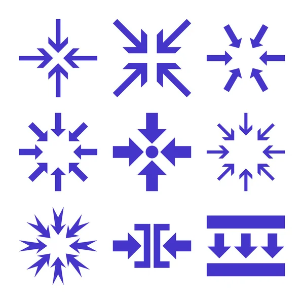 Minimalizace šipky vektor ploché Icon Set — Stockový vektor