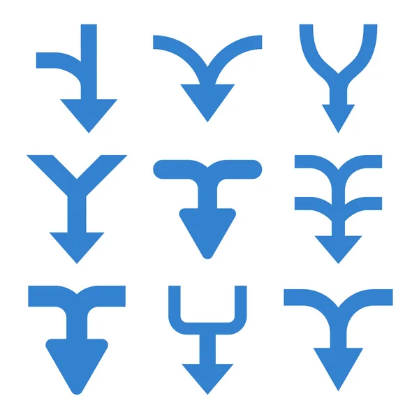 Pfeiltasten nach unten Vektor flaches Symbol gesetzt — Stockvektor