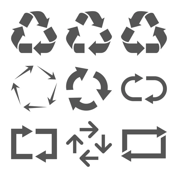 Reciclar Flechas Vector Icono Plano Set — Vector de stock