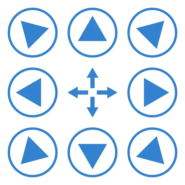 Inringad riktningar vektor platt Ikonuppsättning — Stock vektor