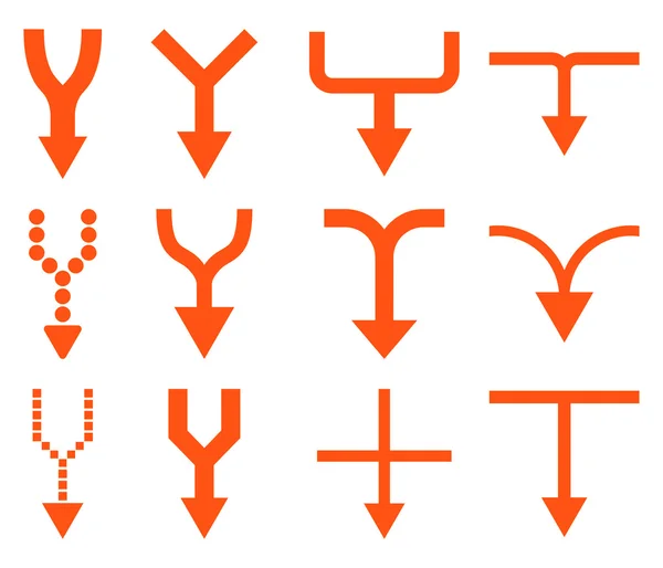 Unite Arrows Down Vector Flat Icon Set — Stock Vector
