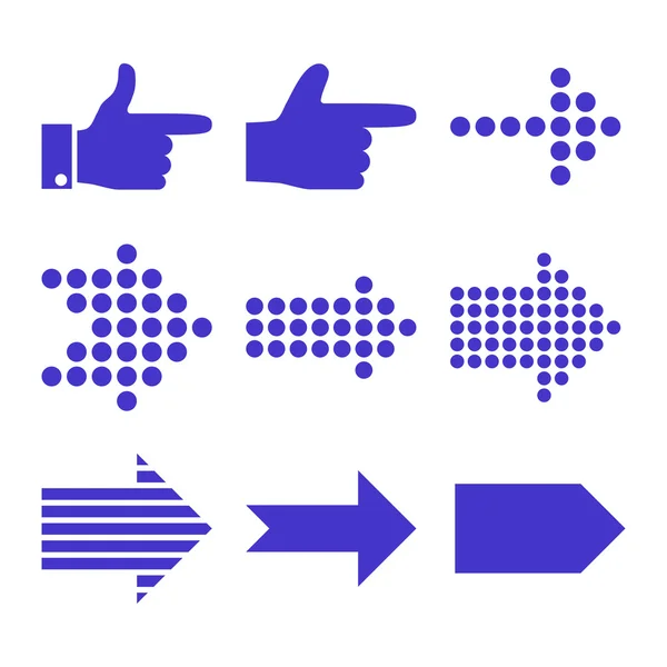 Pointeurs Ensemble d'icônes plat vectoriel droit — Image vectorielle