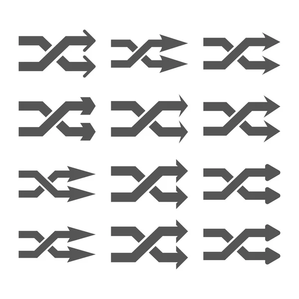 Shuffle Flechas Vector derecho Icono plano conjunto — Archivo Imágenes Vectoriales