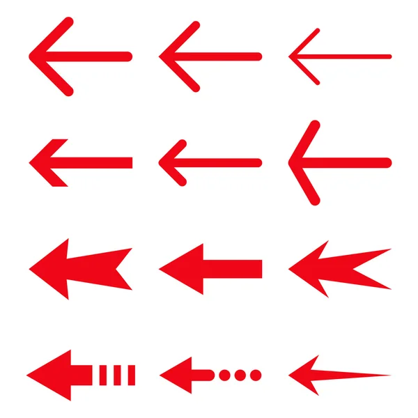 Vlevo šipky vektorové plochý Icon Set — Stockový vektor