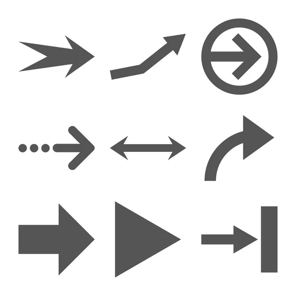 Direção Setas Vector Conjunto de ícones planos — Vetor de Stock