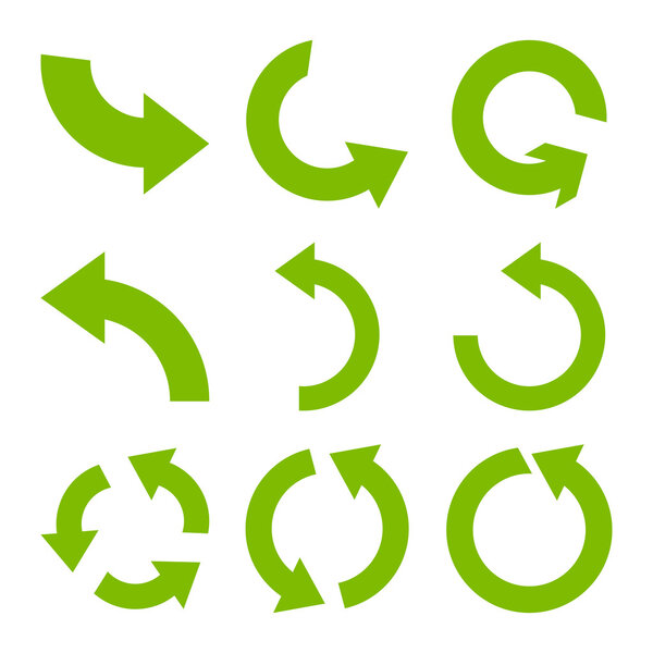 Rotate Counterclockwise Vector Flat Icon Set