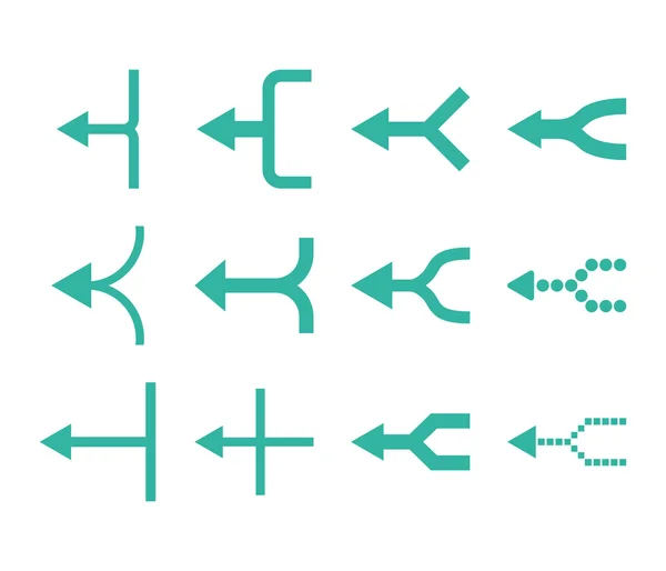 Unite Setas Vetor Esquerdo Conjunto de ícones planos —  Vetores de Stock