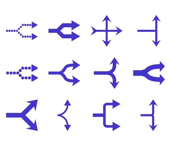 Junction nyilak jobbra vektor lapos Icon Set — Stock Vector