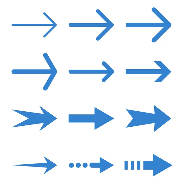 Rechts Pfeile Vektor flache Symbole gesetzt — Stockvektor