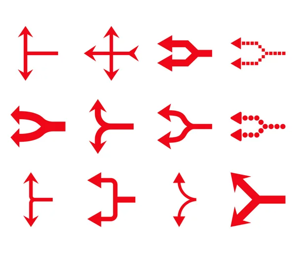 Junction pijlen links Vector platte Icon Set — Stockvector