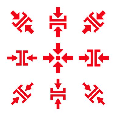 Basınç yön vektör düz Icon Set